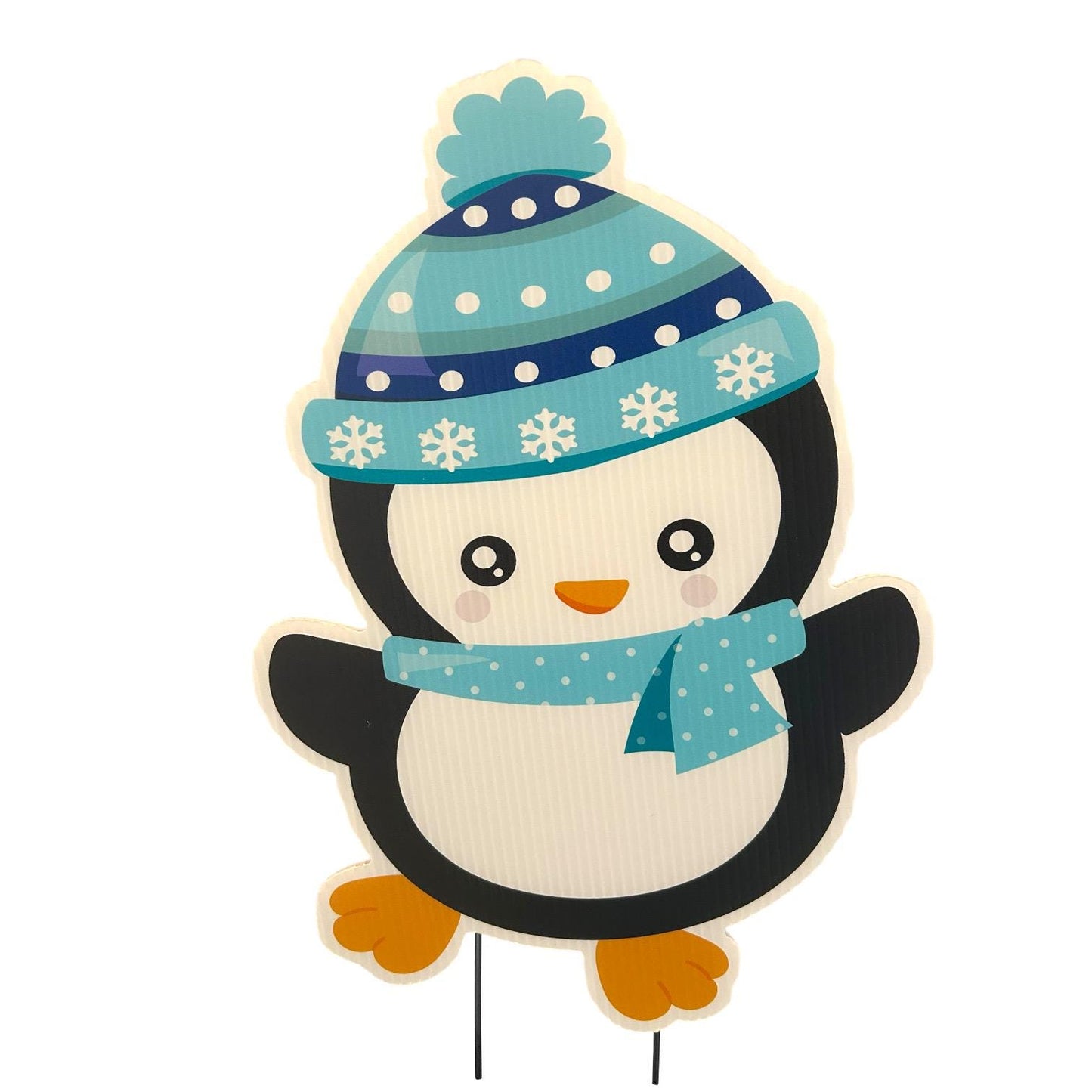 Personalized Christmas Penguin Yard Sign: Holiday Outdoor Lawn Decor