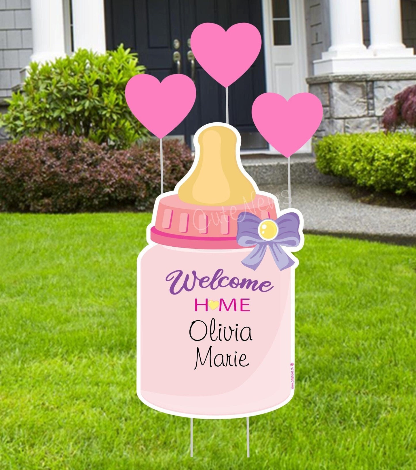 Personalized Baby Bottle Yard Sign: Welcome Home Newborn Announcement - Outdoor Decor
