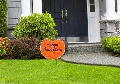 Thanksgiving Pumpkin Yard Sign: Fall Outdoor Decor (15.5 in)