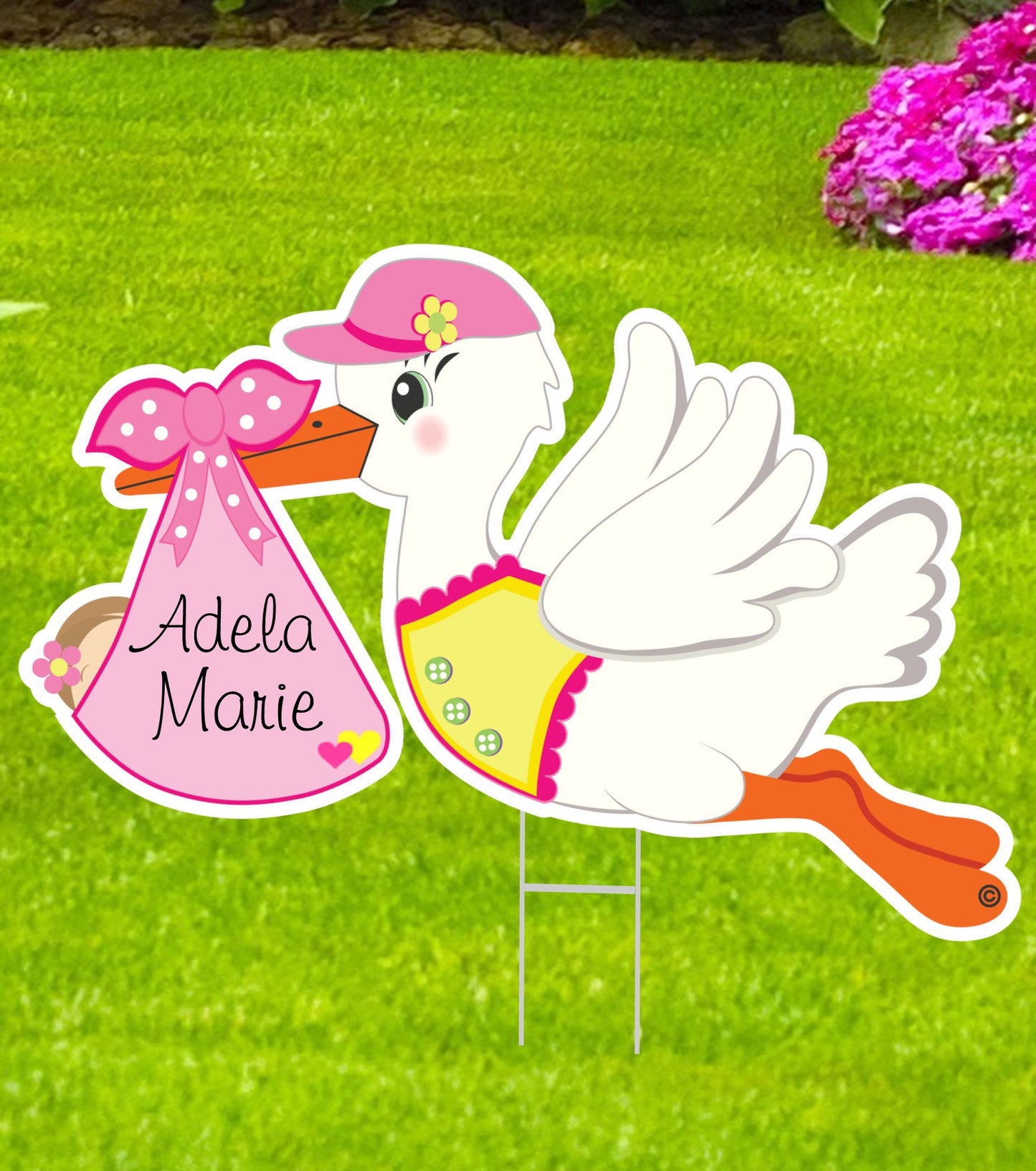 Stork Yard Sign: Baby Shower Decoration, Newborn Arrival - Welcome Home Baby Girl or Boy