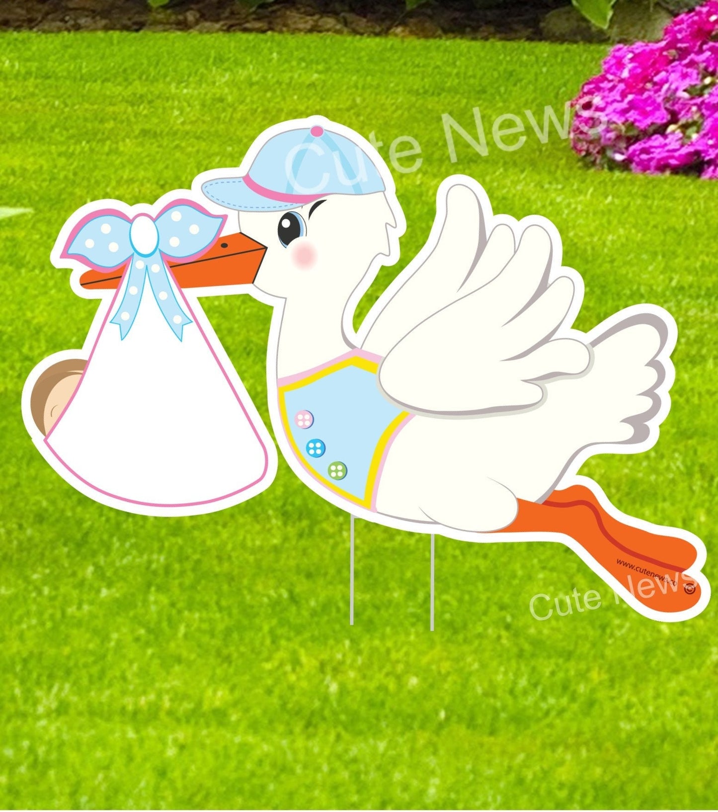 Baby Stork Lawn Sign: Gender Neutral Welcome Home Yard Art