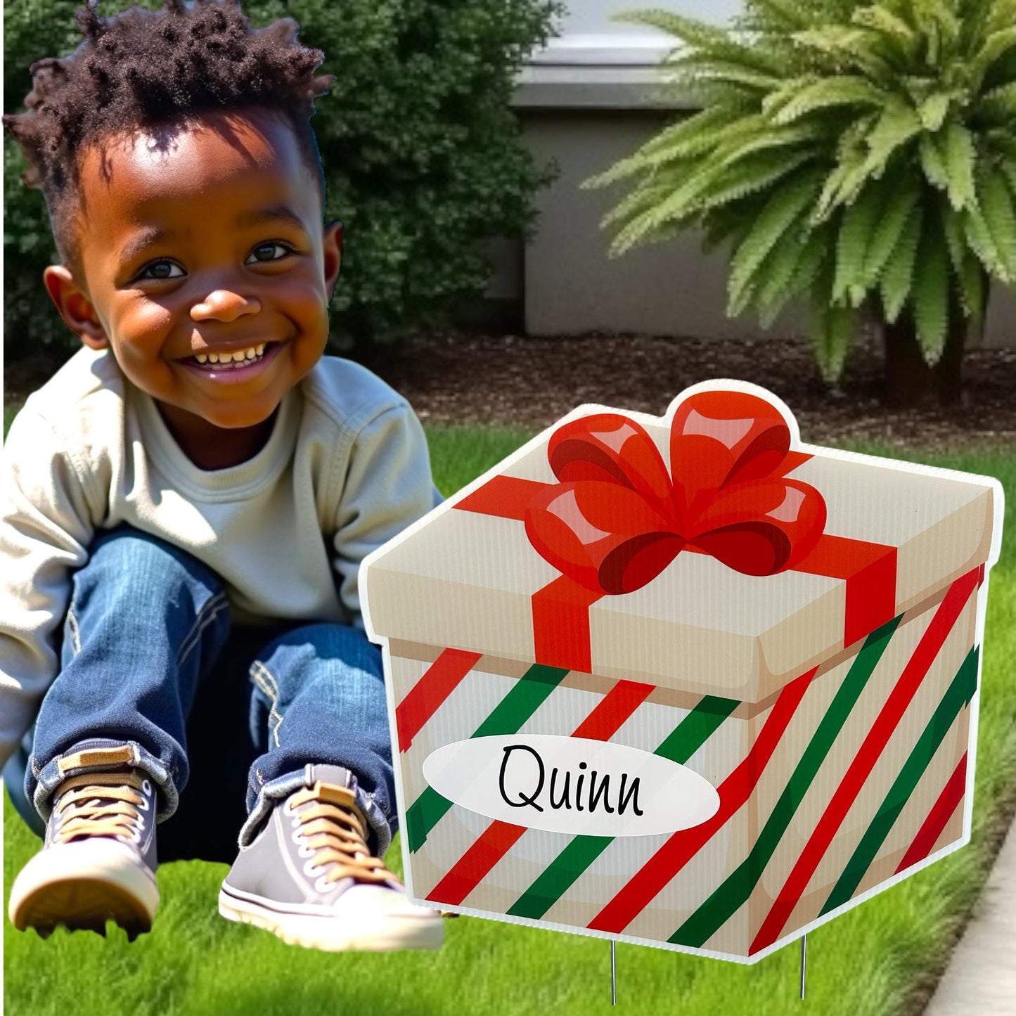 Personalized Christmas Present Yard Sign: Outdoor Holiday Decor