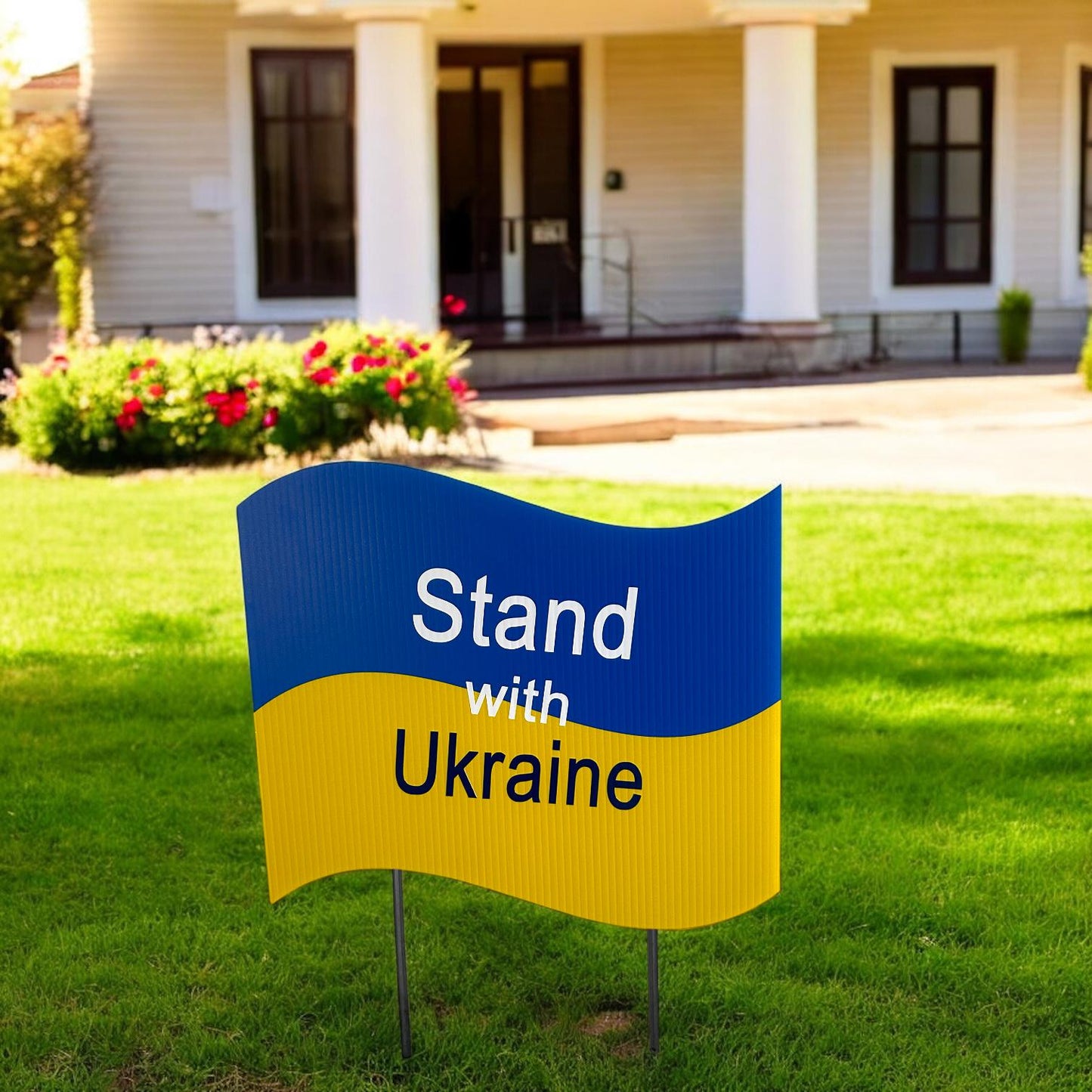 Slava Ukraini, Stand with Ukraine Lawn Sign, Ukrainian Flag Outdoor Yard Decoration Card, Pray, Support Ukraine Art Heart Cutout with Stakes