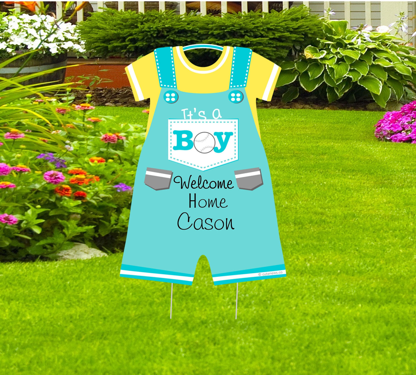 Welcome Home Baby Boy Yard Sign: Custom Birth Announcement, Stork Decoration