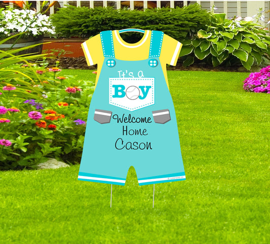 Welcome Home Baby Boy Yard Sign: Custom Birth Announcement, Stork Decoration