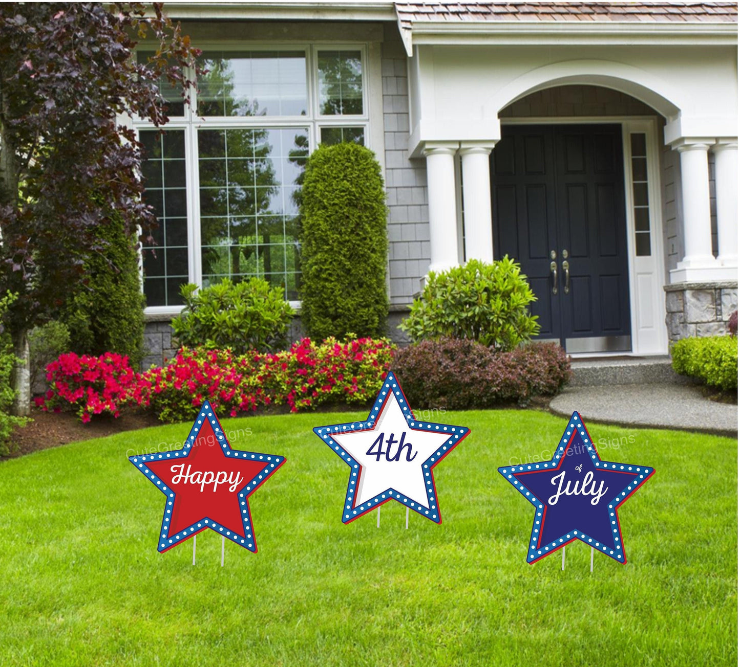 Patriotic Star Lawn Signs: 4th of July Party Decor - Set of 3