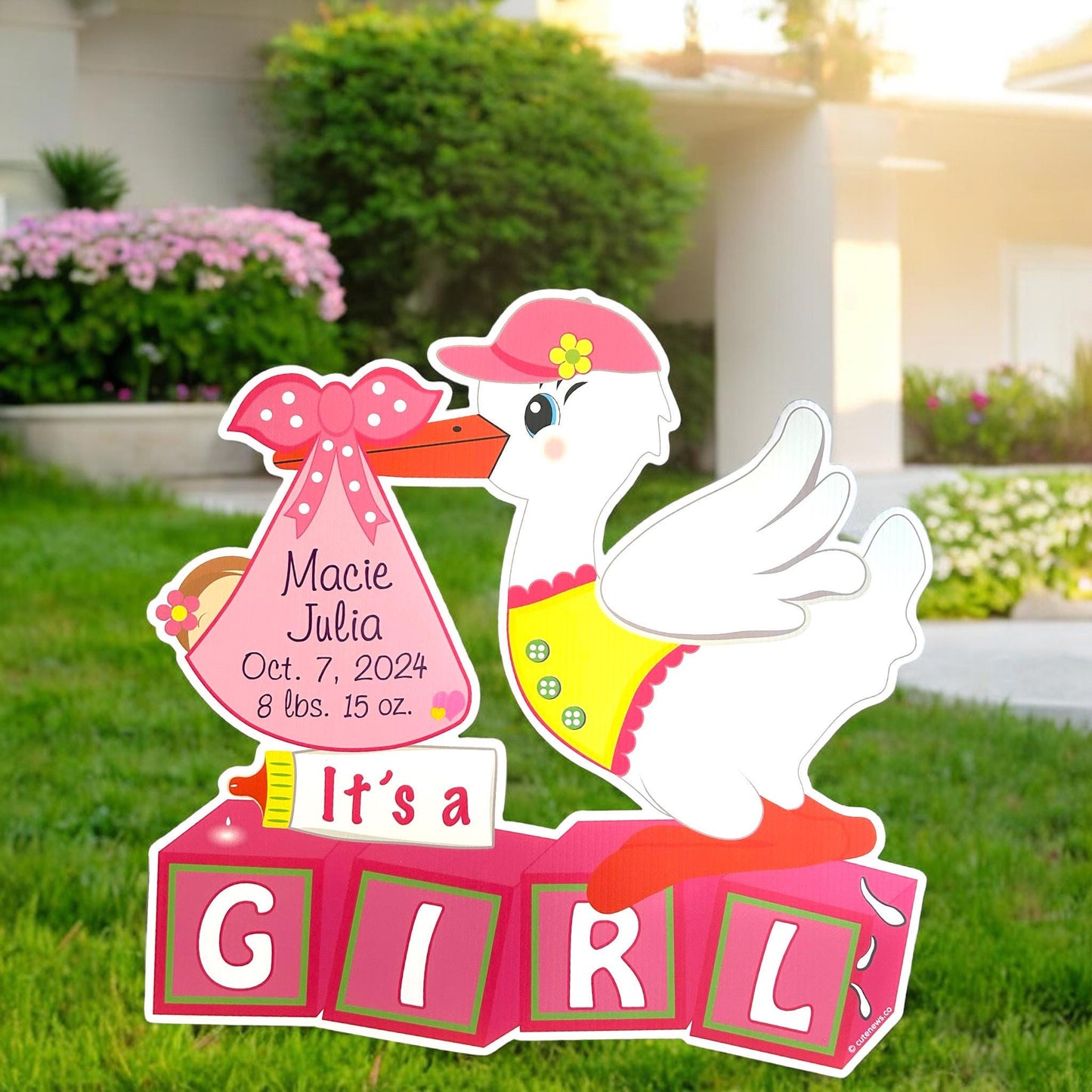 Personalized Stork Yard Sign: Newborn Baby Announcement Lawn Decor