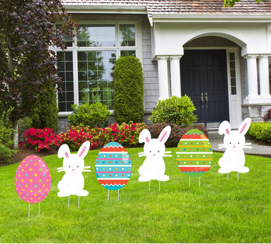 Easter Egg & Bunny Yard Signs: Colorful Holiday Lawn Decor, 6-Piece Set