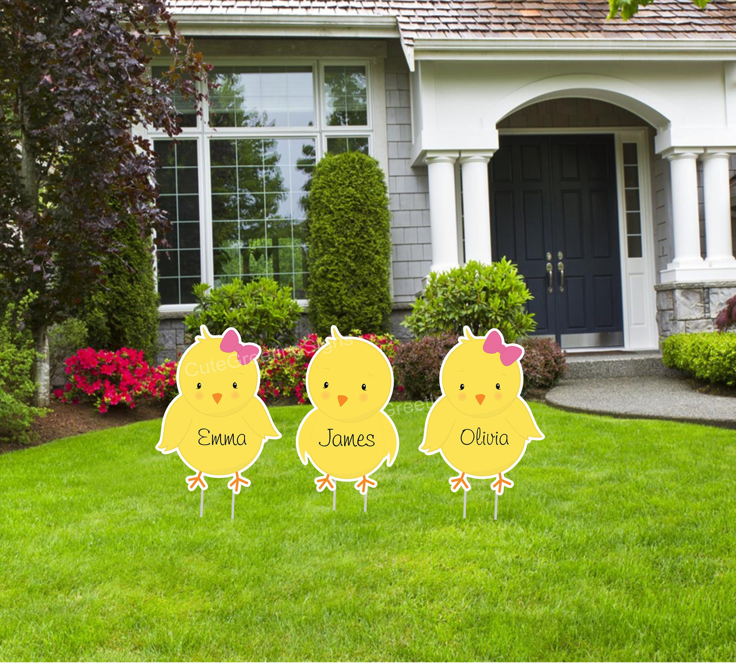 Personalized Easter Chick Lawn Sign: Custom Name Yard Art