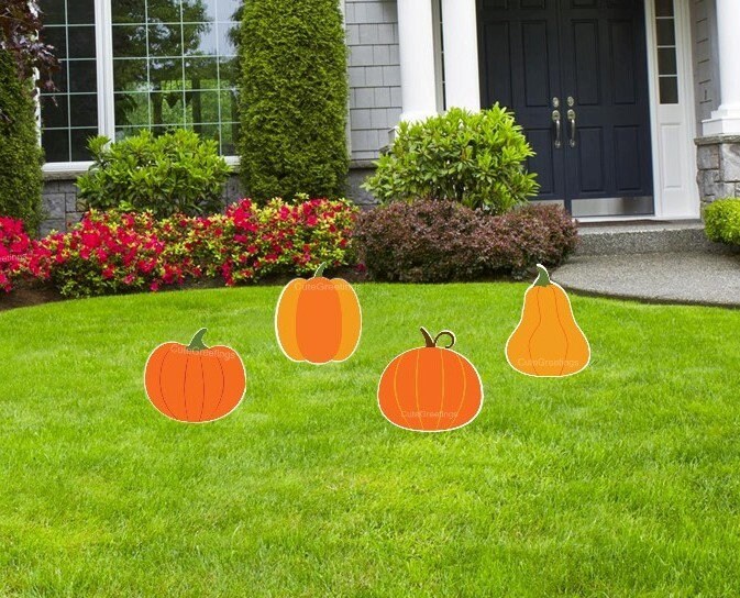 Personalized Pumpkin Yard Decor: Thanksgiving Fall Cutouts with Stakes - Outdoor