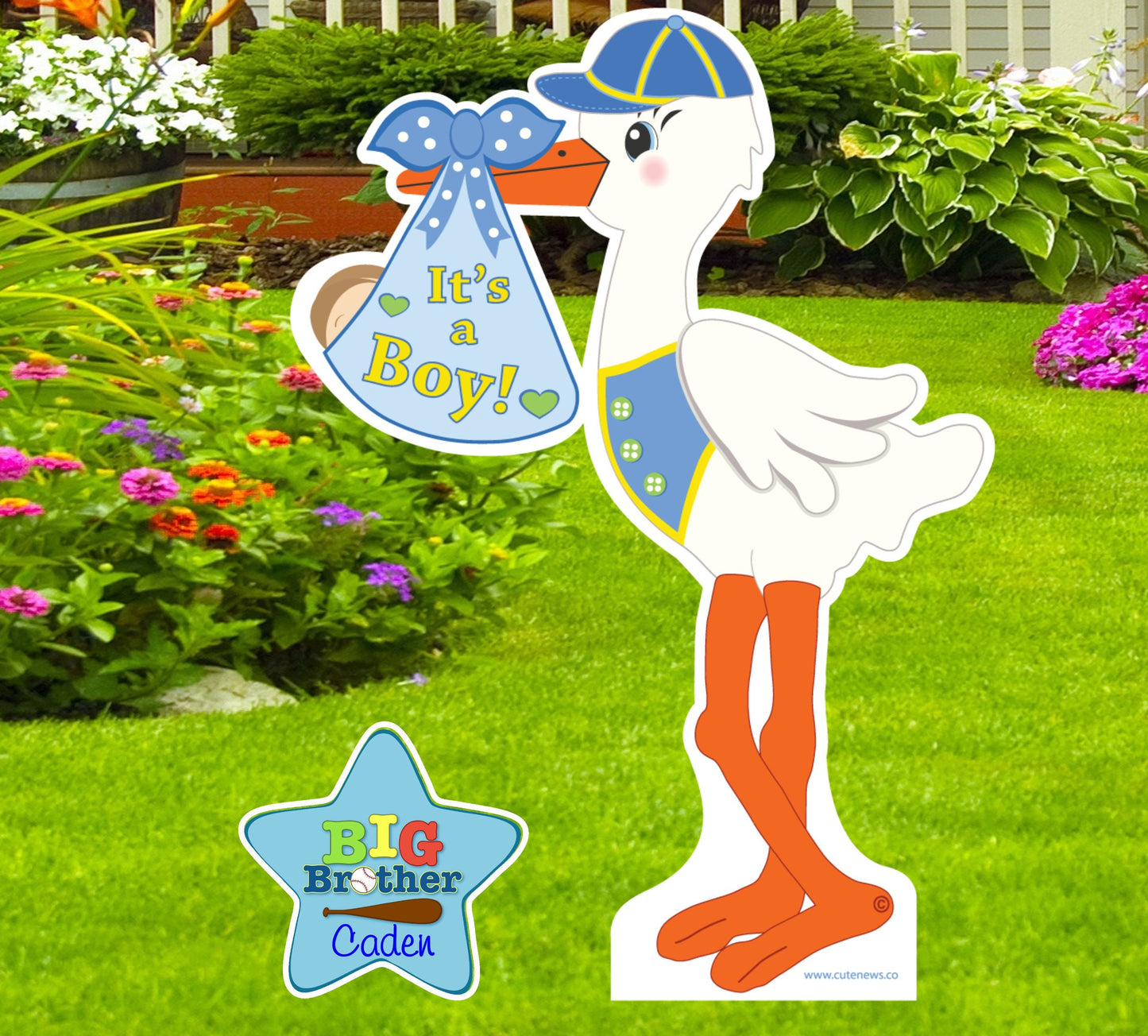 Baby Boy Stork Yard Sign Kit: Newborn Welcome Home Decoration