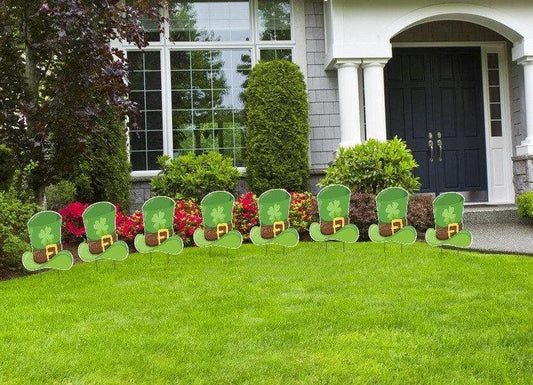 Personalized St. Patrick's Day Lawn Decor: Leprechaun Hat Yard Cutouts - Outdoor Decoration