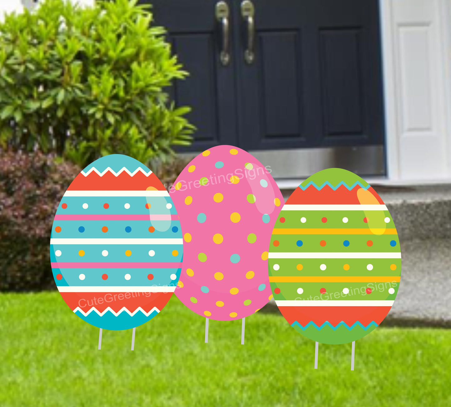 Easter Eggs Outdoor Yard Signs Holiday Lawn Celebration Art Personalized Easter Ornament Garden Cards Party Decorations with Metal Stakes