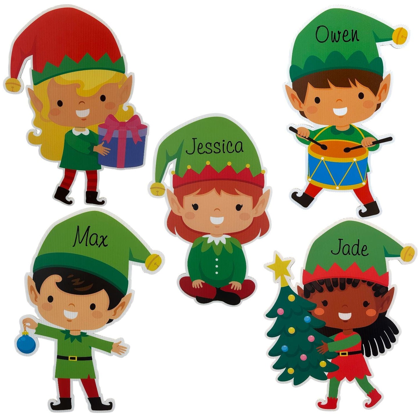 Personalized Christmas Elf Yard Art: Holiday Decor, Custom Name Cutouts -Outdoor Yard Decorations