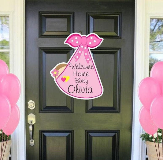 Welcome Home Baby Stork Sign: It's a Girl or Boy Announcement