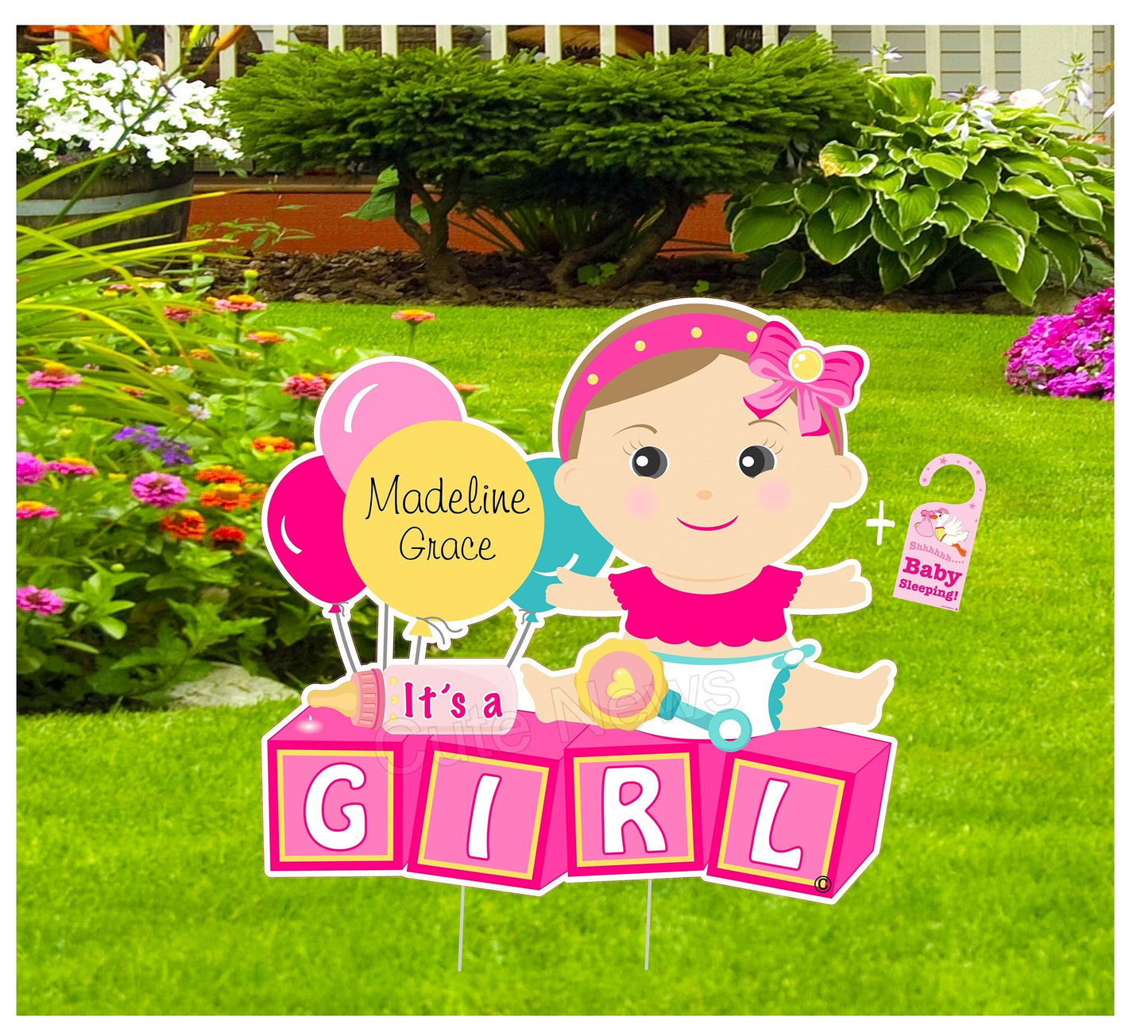 Personalized It's A Girl Yard Sign: Newborn Arrival Lawn Decoration