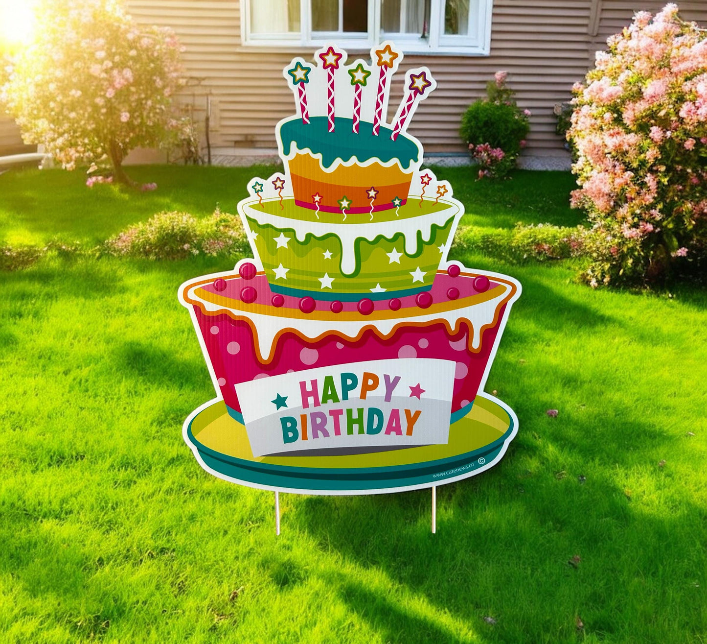 Personalized Birthday Cake Yard Sign: Custom Lawn Party Decor