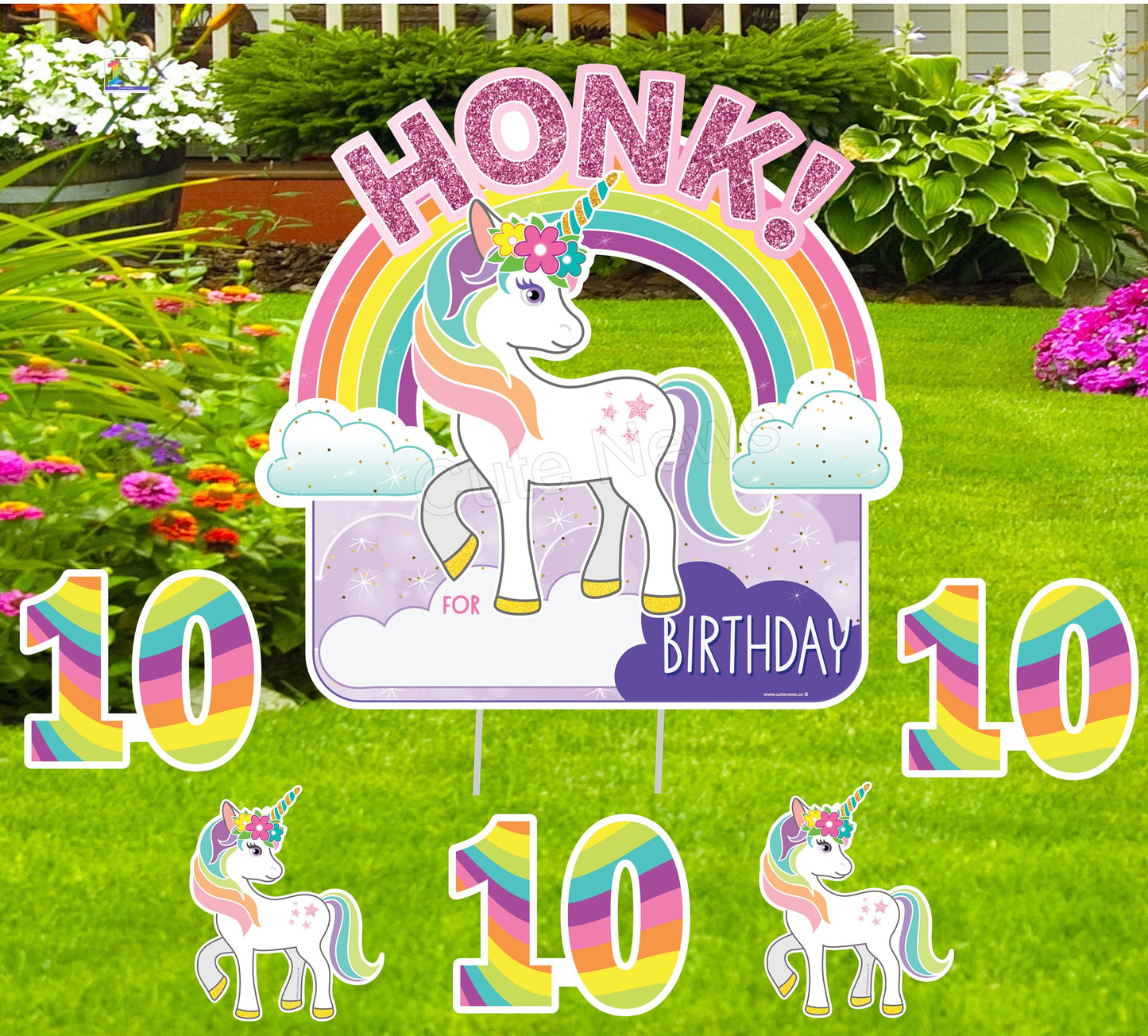 Personalized Unicorn Birthday Yard Sign: Rainbow Party Outdoor Decor