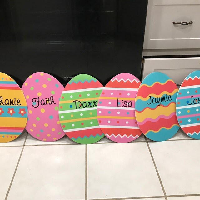 Easter Eggs Outdoor Yard Signs Holiday Lawn Celebration Art Personalized Easter Ornament Garden Cards Party Decorations with Metal Stakes