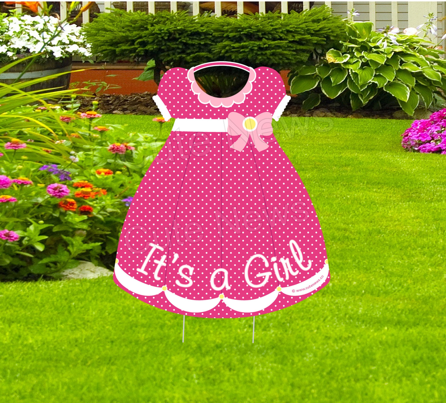 Pink Baby Dress Yard Sign: Welcome New Baby Girl, Shower Decor