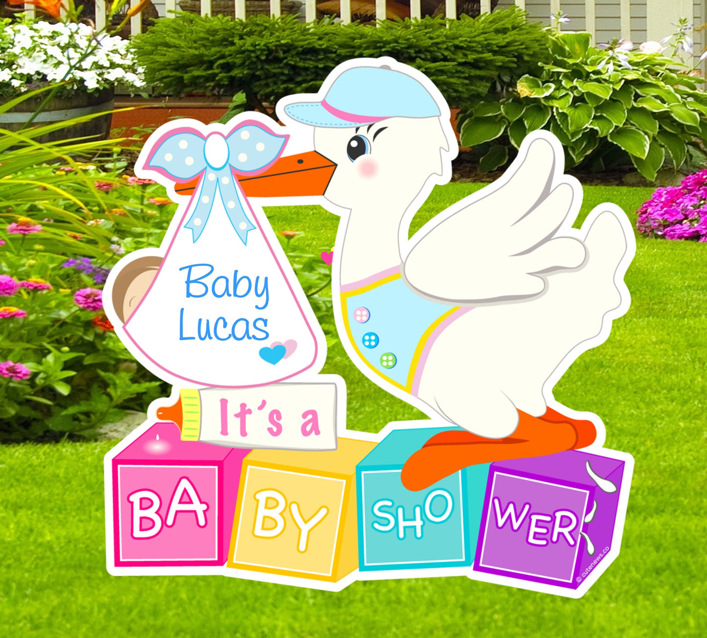 Personalized Baby Stork Yard Sign: Welcome Home Newborn Outdoor Decoration