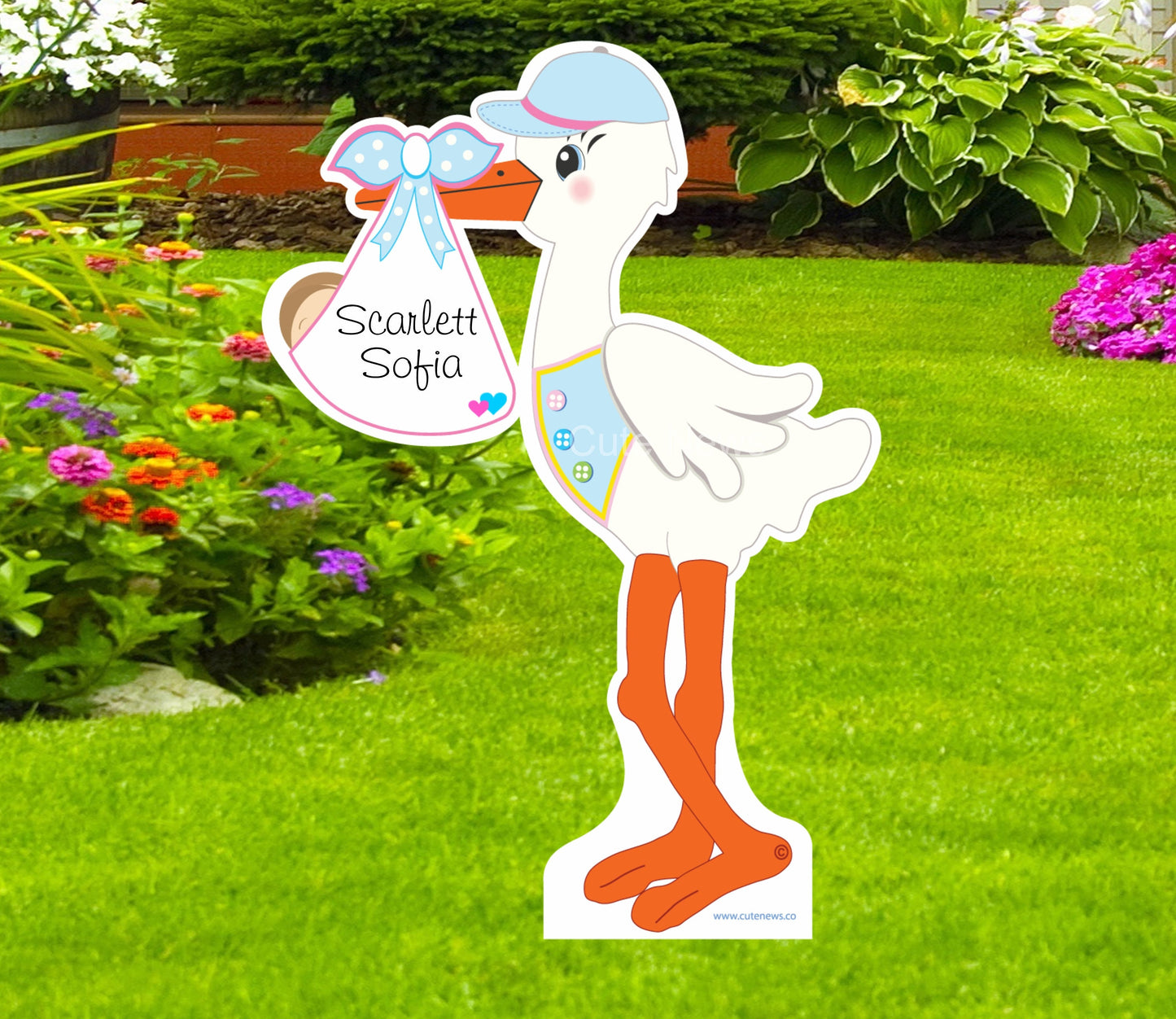 Baby Boy Stork Yard Sign Kit: Newborn Welcome Home Decoration