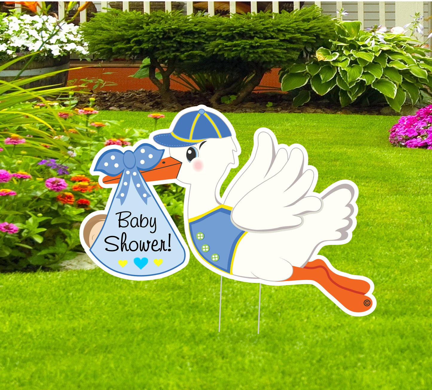 Stork Baby Shower Yard Sign: Gender Neutral Pastel Decor