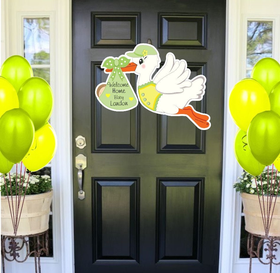 Welcome Home Baby Sign, Stork Decoration Signs, Its a Girl Announcement, Shower Door Decor, Hospital Newborn Wreath, It's a Boy Custom Gift