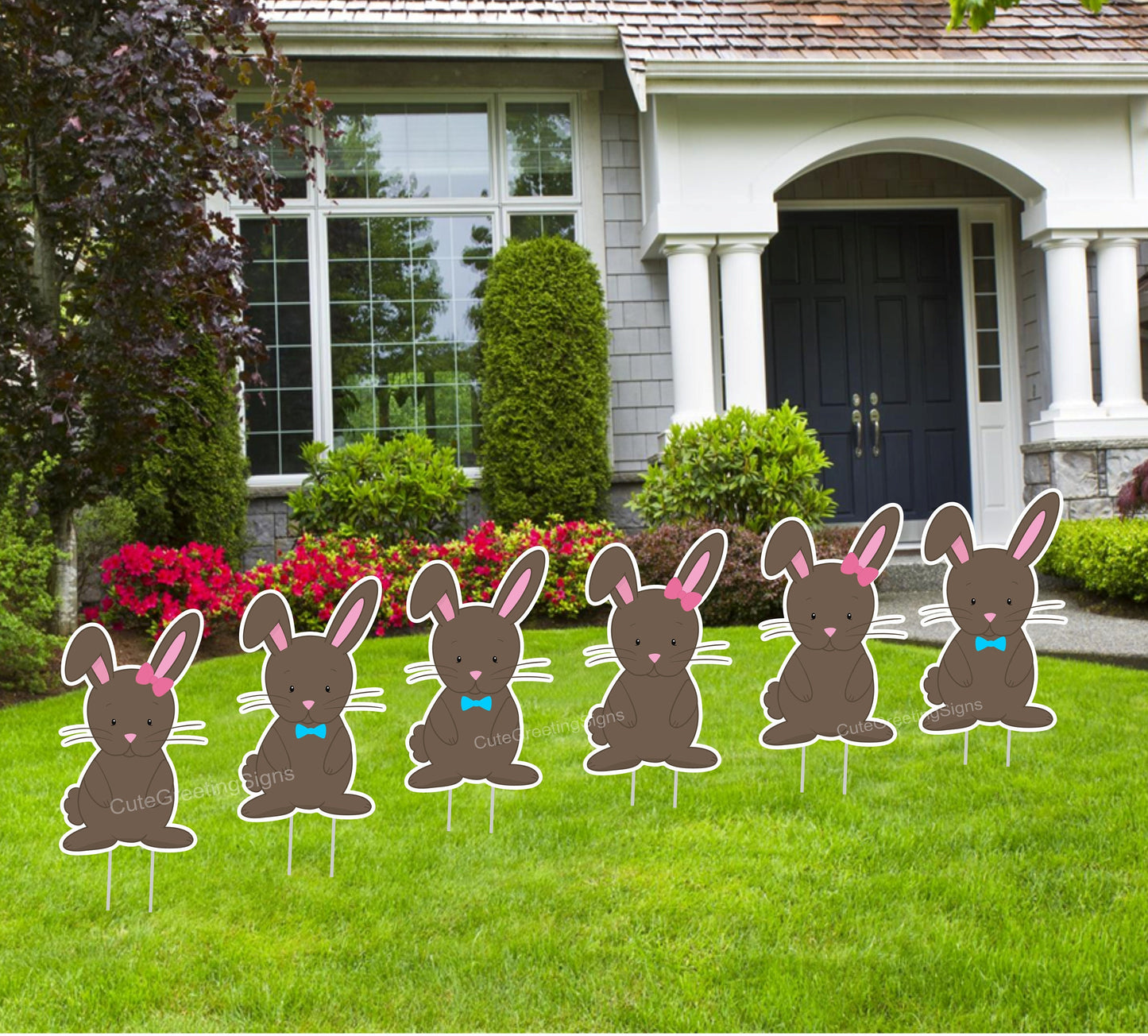 Personalized Easter Bunny Yard Sign Set: Holiday Lawn Decoration- Custom Gift