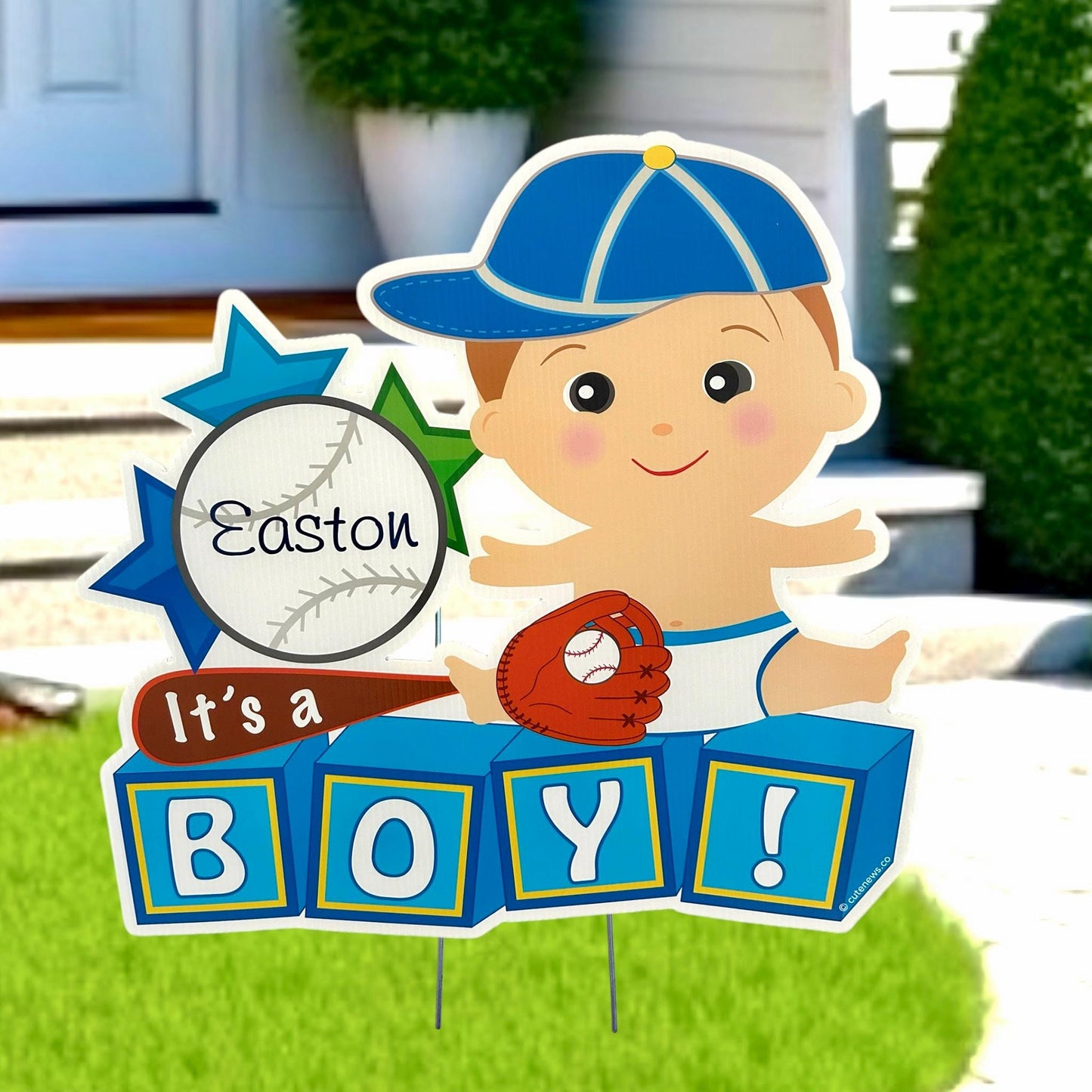 It’s a Boy or Girl Baseball Yard Sign – Personalized Baby Announcement Lawn Decor – Welcome Home Newborn – New Birth Arrival - Stork Gift