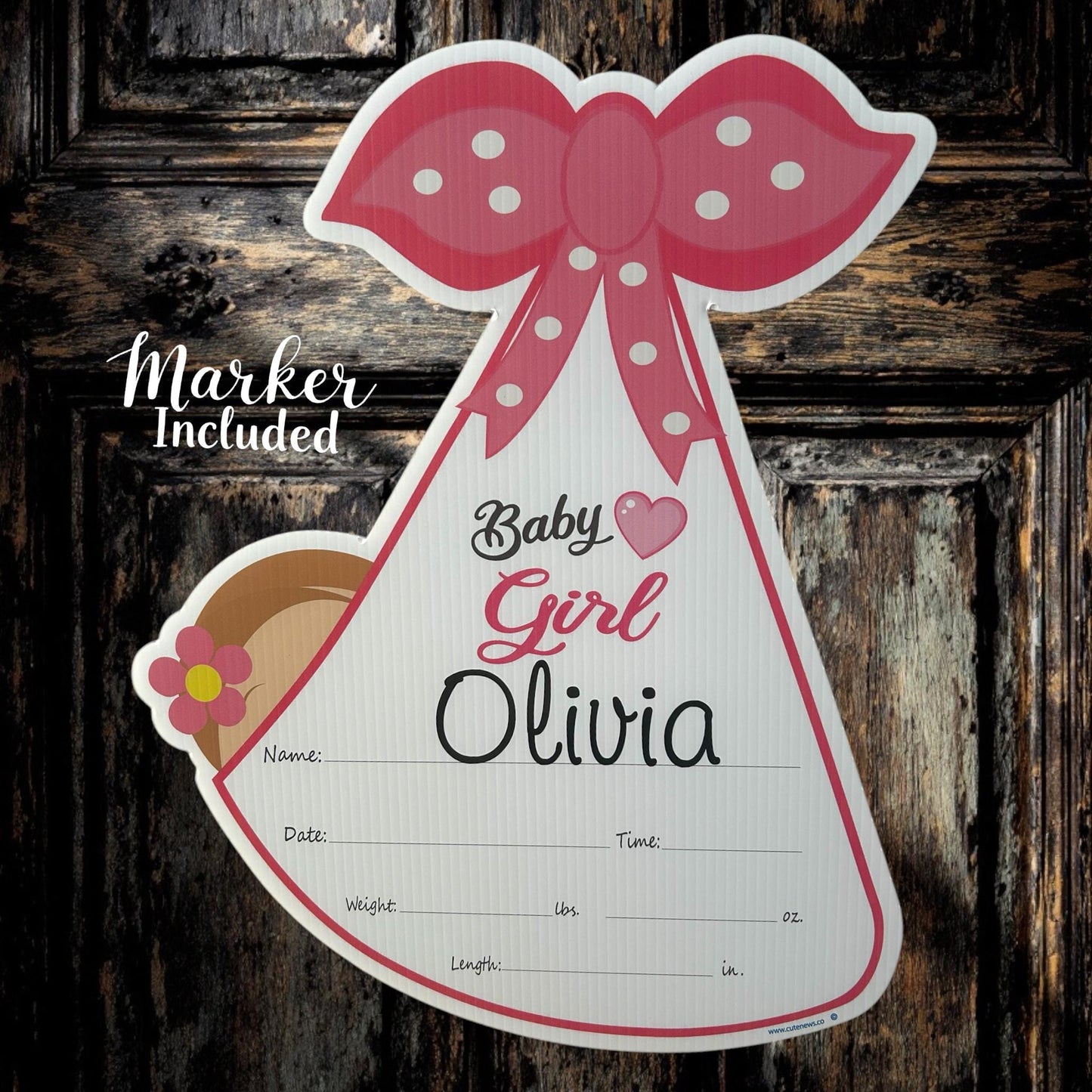 Stork Baby Announcement Door Hanger: Hospital Decor, Welcome Home Gift