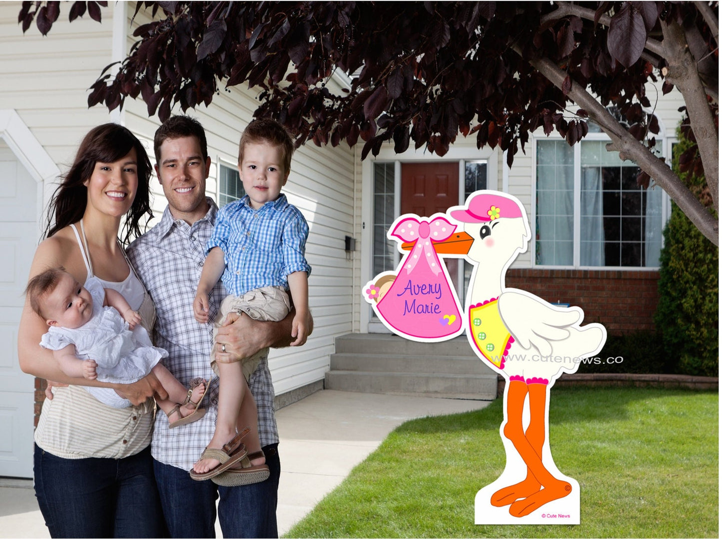 It's a Girl Yard Stork Sign, Custom Baby Birth Lawn Announcement, Outdoor Welcome Newborn Signs, Personalized Its a Boy Arrival, 4 ft. tall