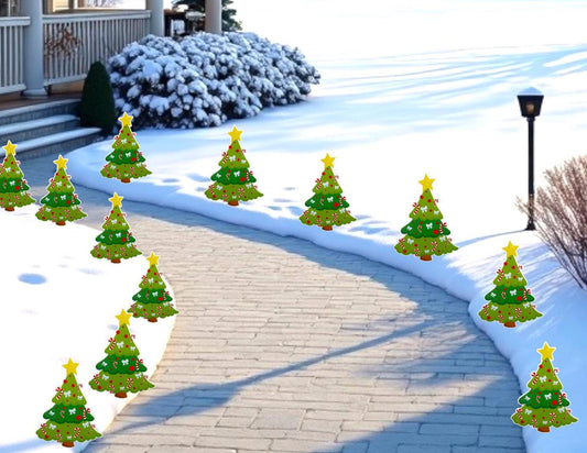 Christmas Tree Yard Sign Set: Holiday Lawn Decor, Snowman & Candy Cane