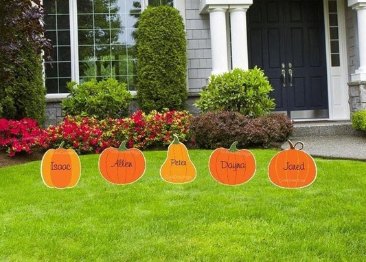 Personalized Pumpkin Yard Signs: Fall Harvest Decor with Stakes