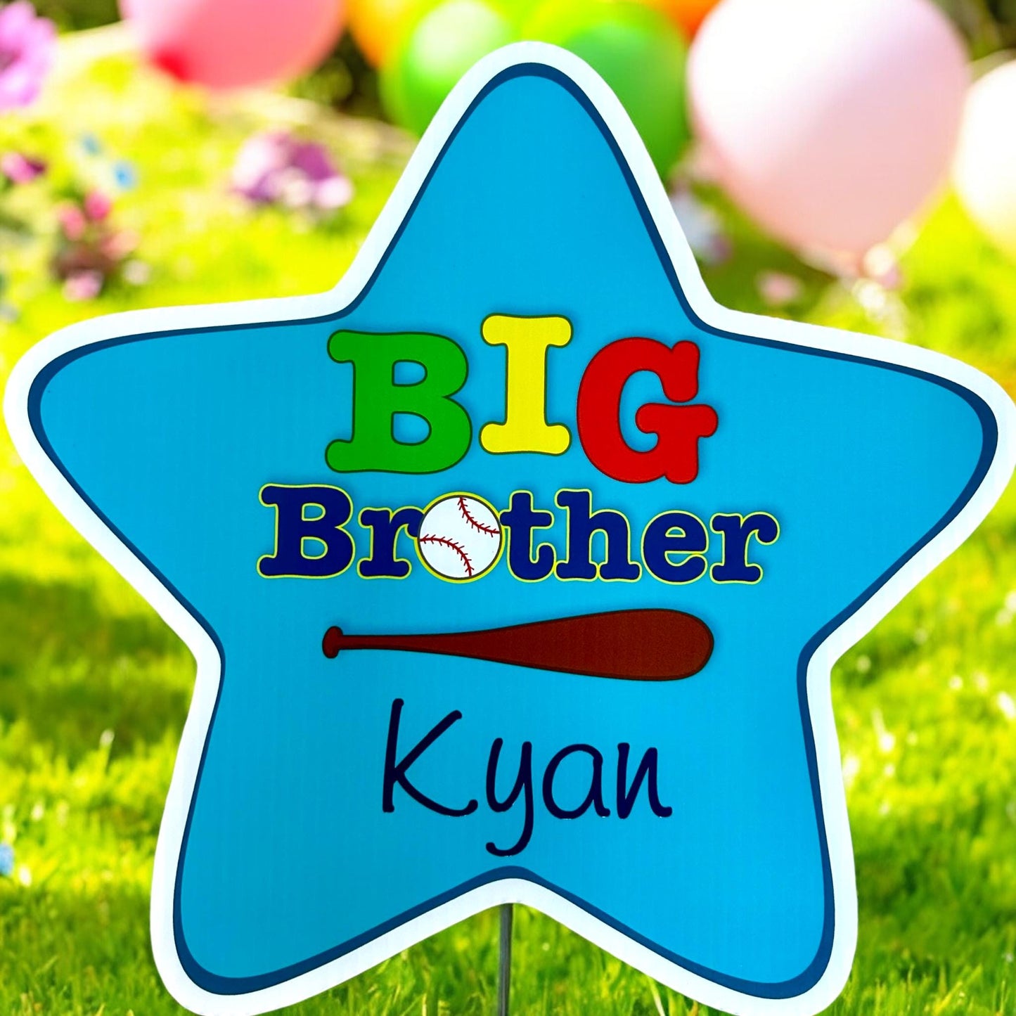 Custom Big Brother & Sister Star Signs: Baby Announcement Yard Decoration Set