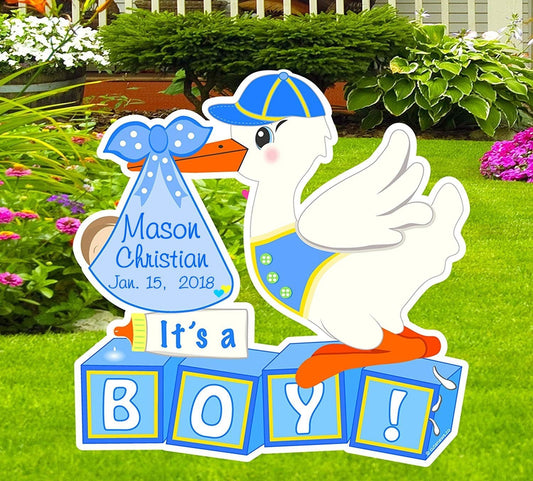 Personalized Baby Stork Yard Sign: Welcome Home Newborn Outdoor Decoration