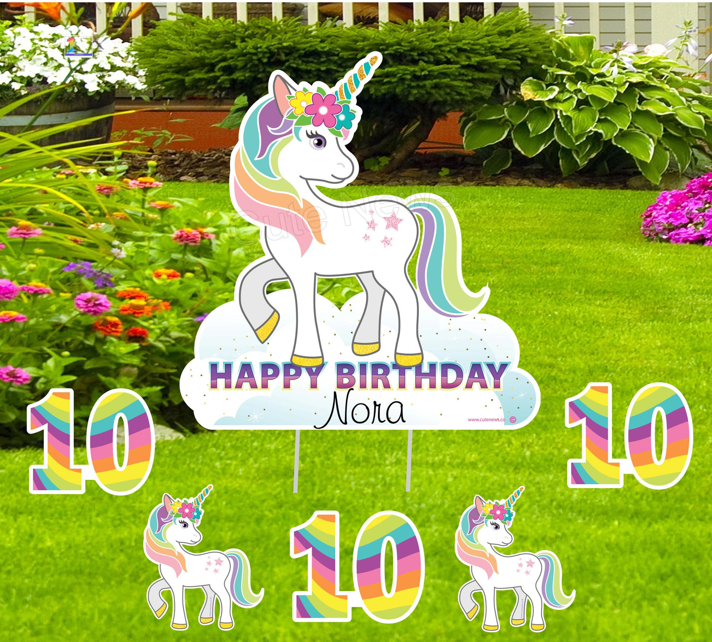 Personalized 1st Birthday Unicorn Yard Sign: Outdoor Party Decor