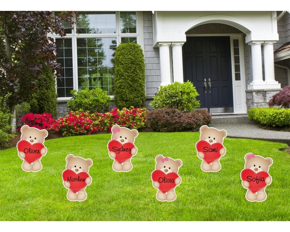 Valentines Day Hearts Yard Art Signs, Happy Holiday Lawn Celebration, Ornament Garden Card, Party Decorations with Metal Stakes, Custom Gift