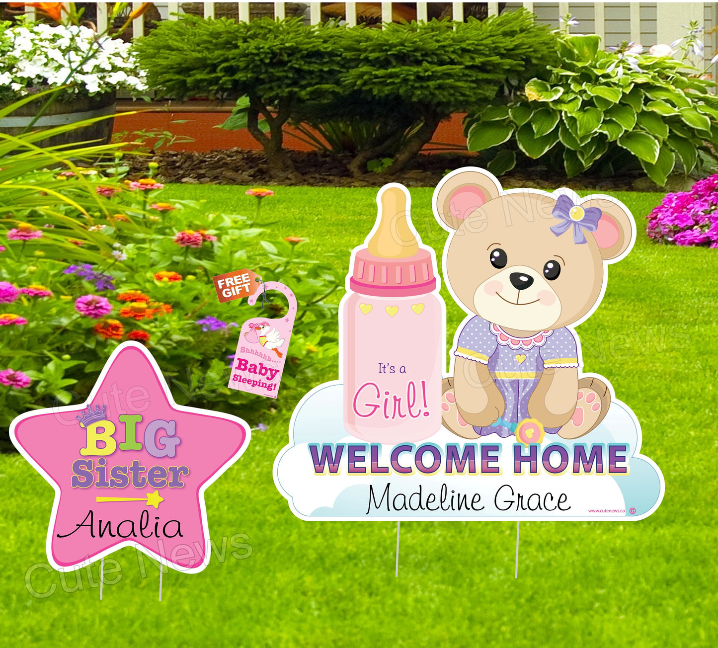 Personalized "It's a Boy" Teddy Bear Yard Sign: New Baby Announcement