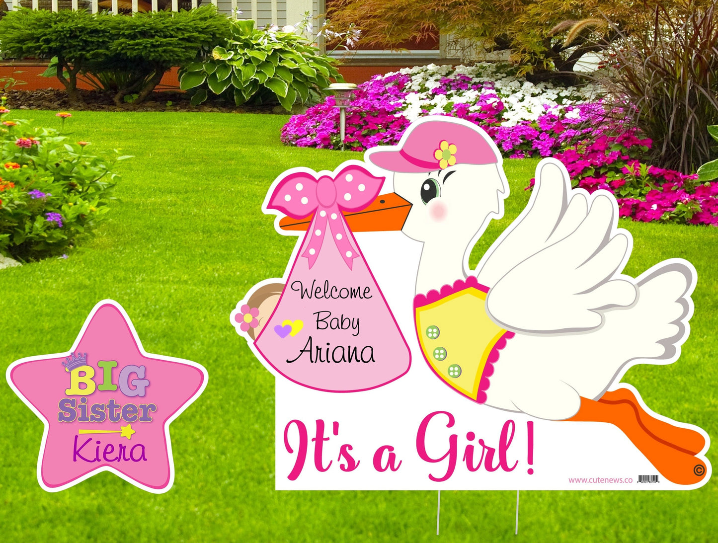 Its a Boy, Girl Stork Yard Sign, Welcome Home Baby, Newborn Lawn Decoration, Outdoor Birth Arrival Announcement, Big Brother, Sister Gift