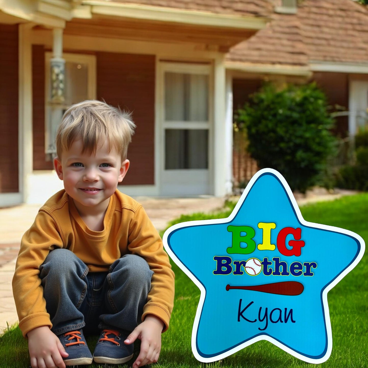 Personalized Big Brother Sister Yard Sign Dog Bone Boy Star Lawn Stork Decoration Sibling Announcement Gift Newborn Baby Reveal Art