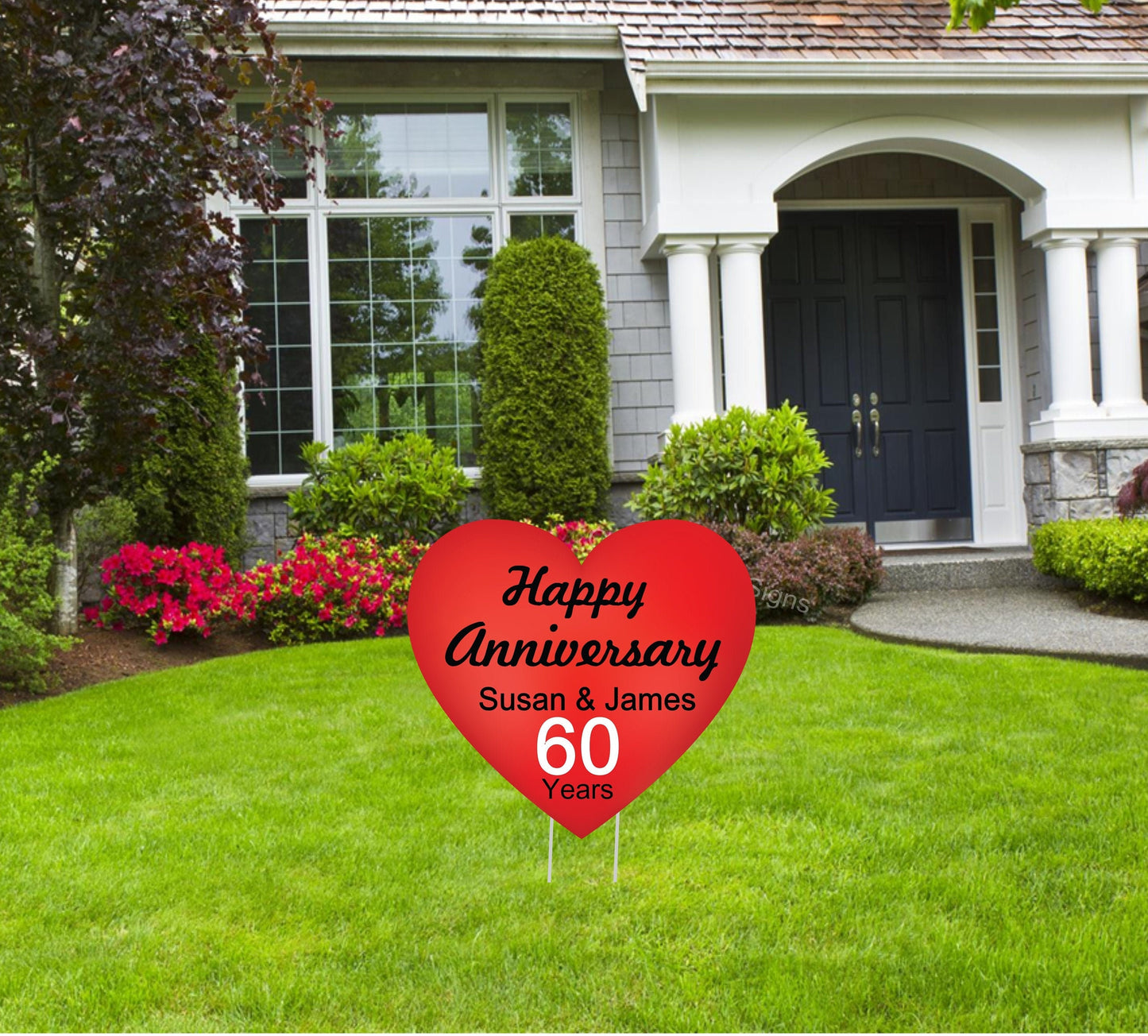 Personalized Anniversary Heart Yard Sign: Custom Lawn Decoration