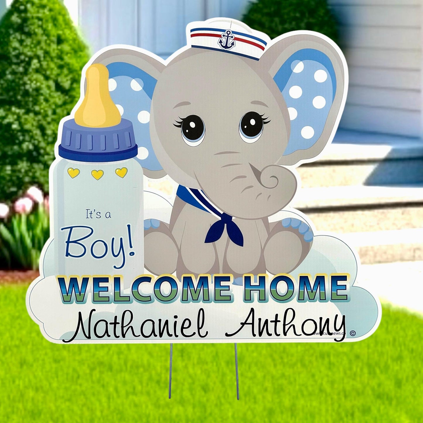 Welcome Home Baby Teddy Bear or Elephant Yard Sign, Custom Name Its a Girl, Personalized Lawn Birth Announcement, Newborn Decoration Gift