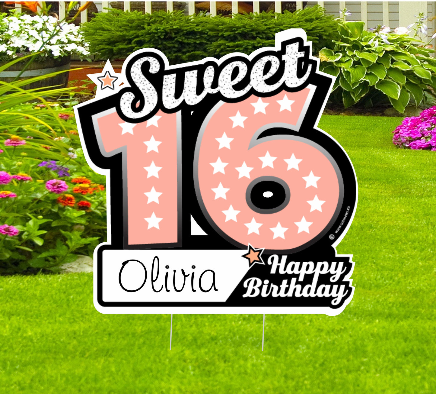 Personalized Sweet Sixteen Yard Sign: Outdoor Birthday Lawn Decoration