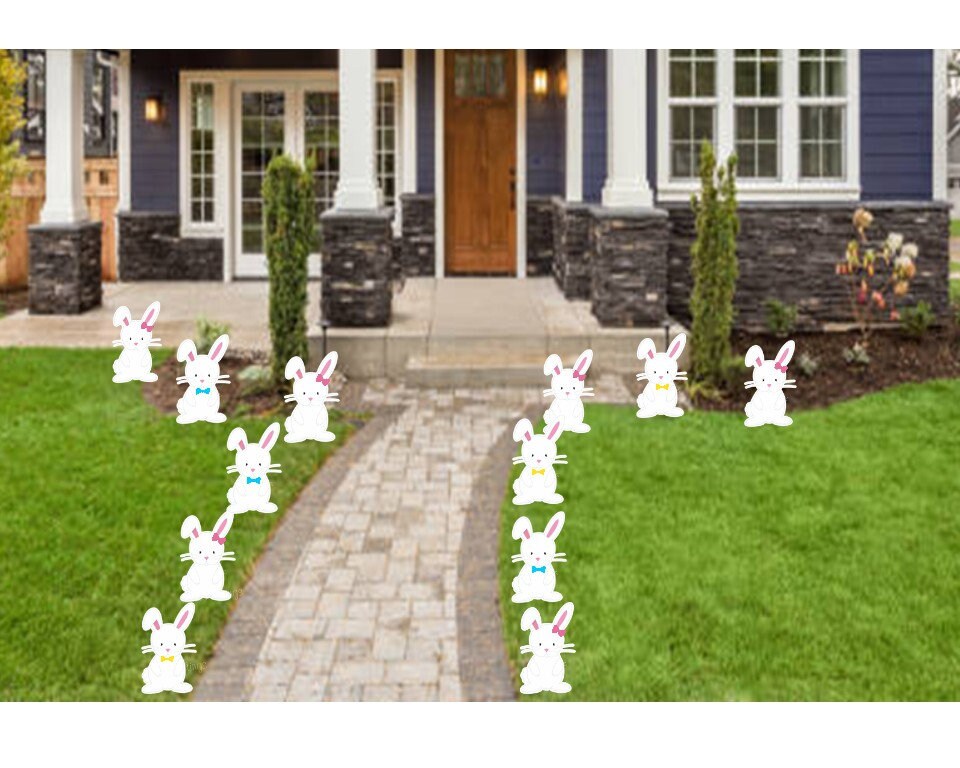 Easter Bunny & Carrot Lawn Decorations: Spring Yard Art with Stakes - Outdoor Decor