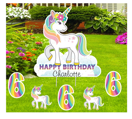 Personalized Unicorn Birthday Yard Sign: Outdoor Party Decoration