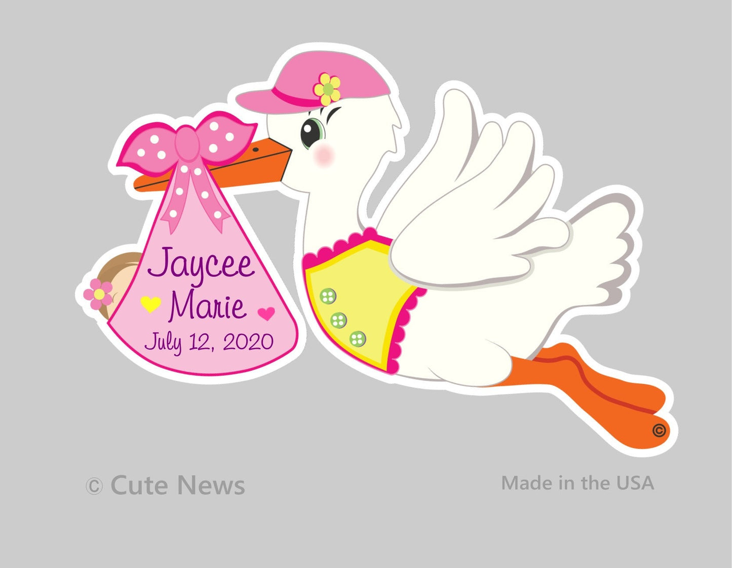 Stork Door Hanger: Welcome Home Baby Boy Sign, Newborn Announcement