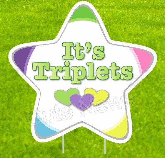 Twins/Triplets Star Yard Sign: Welcome Home Baby Announcement