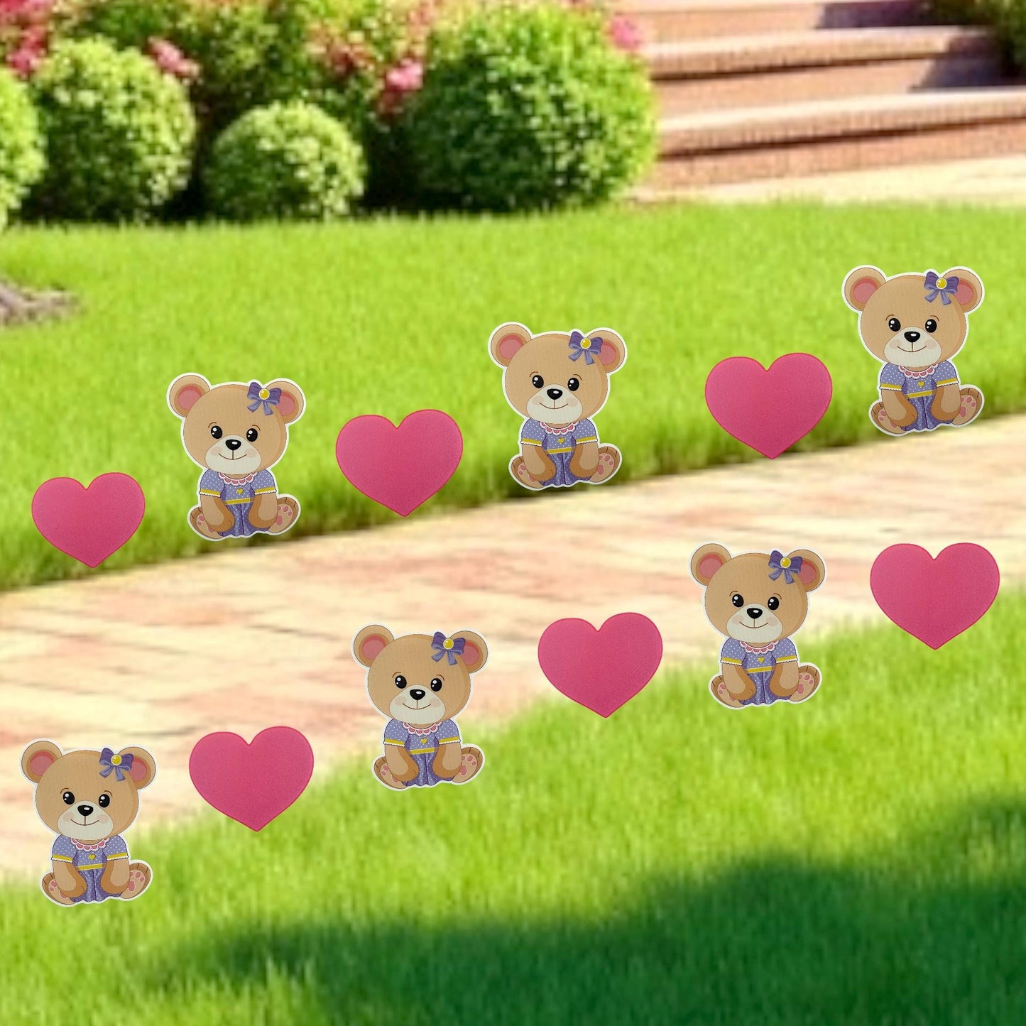 Teddy Bear Baby Shower Yard Banner: Gender Reveal Party Decor, Set of 14