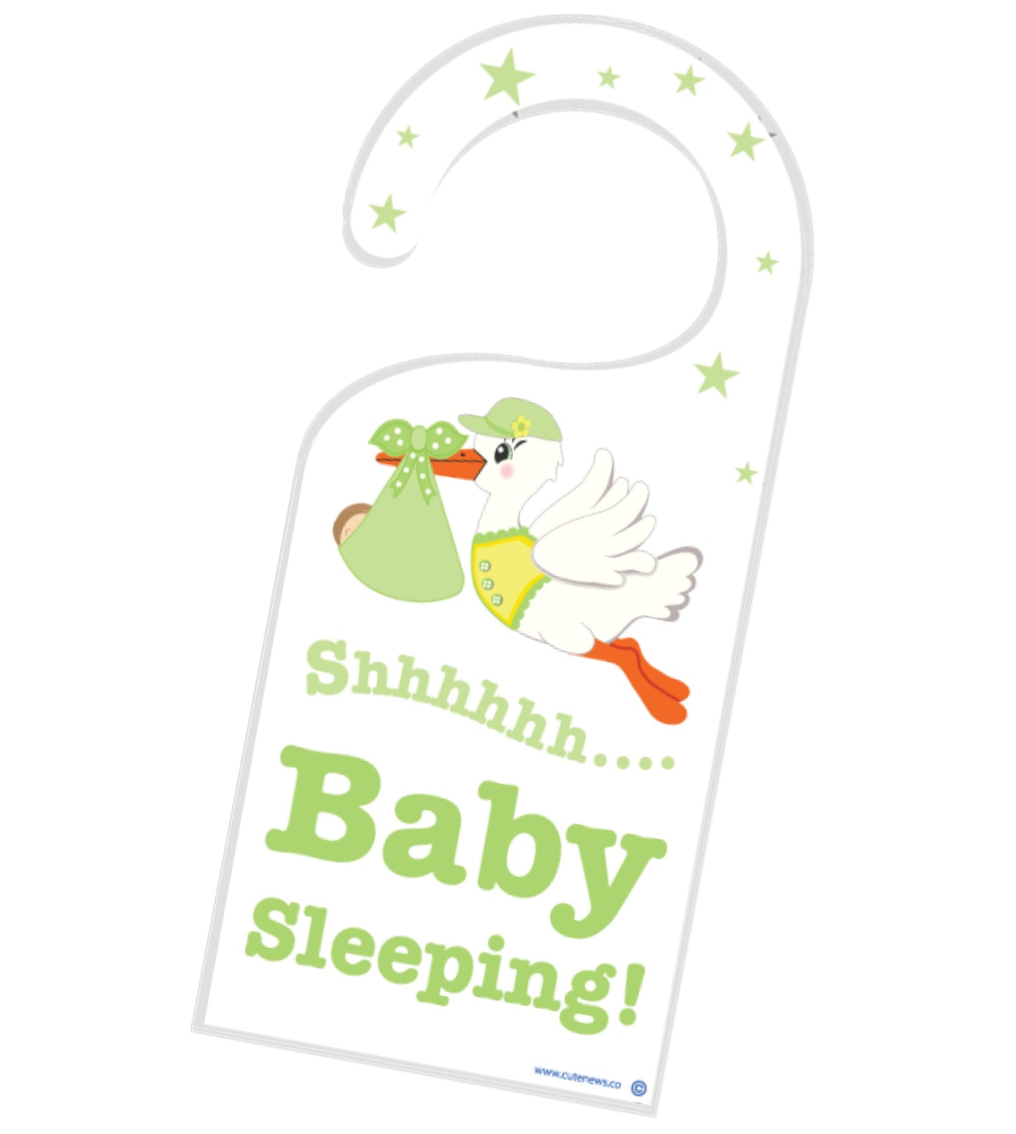 Baby Sleeping Door Hanger: Stork Newborn Announcement Gift